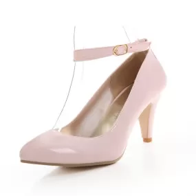 Women's Ankle Straps Pointed Toe High Heels Shoes 7037