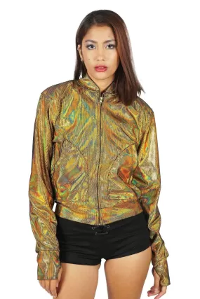 Womens Gold Bomber Jacket