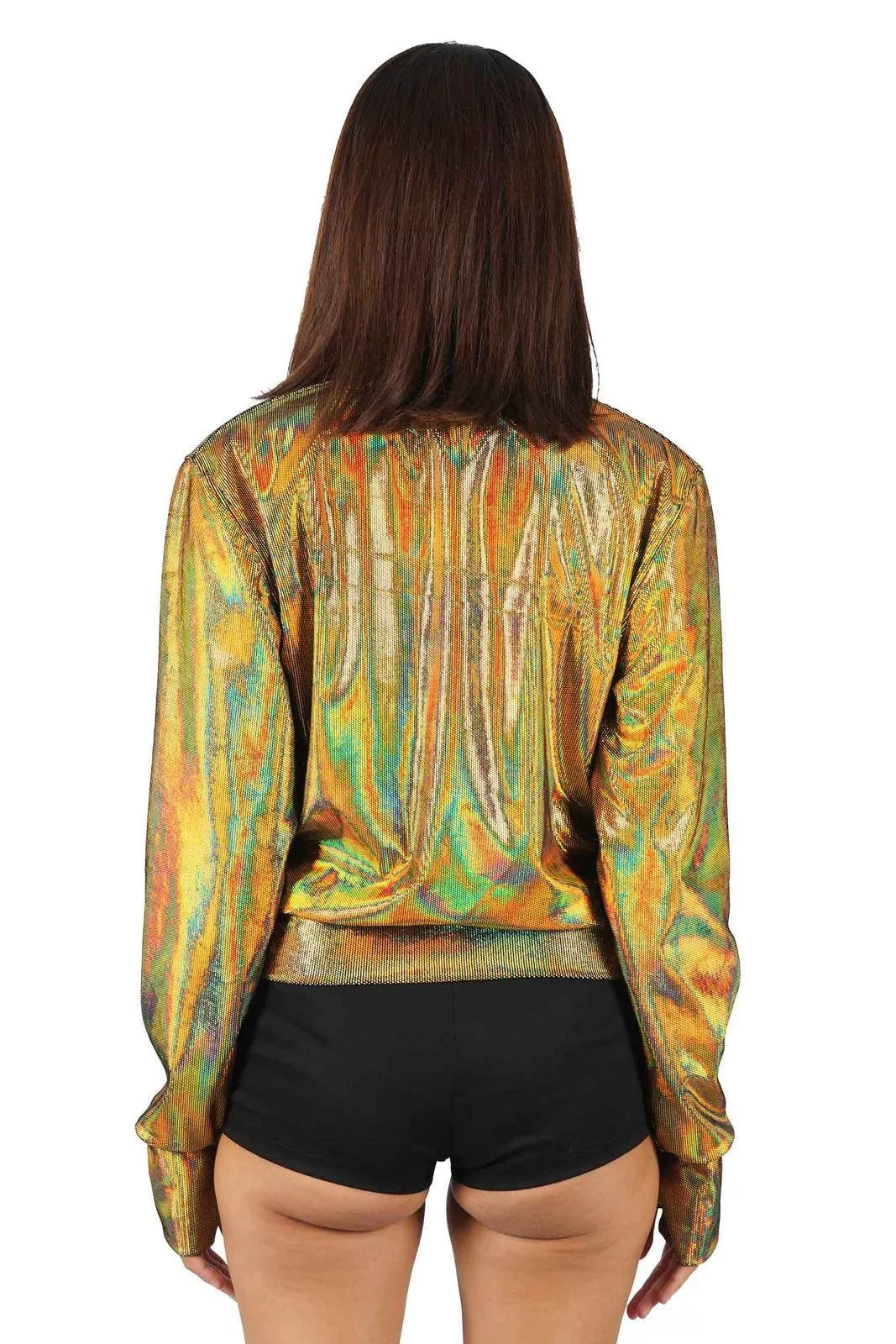 Womens Gold Bomber Jacket