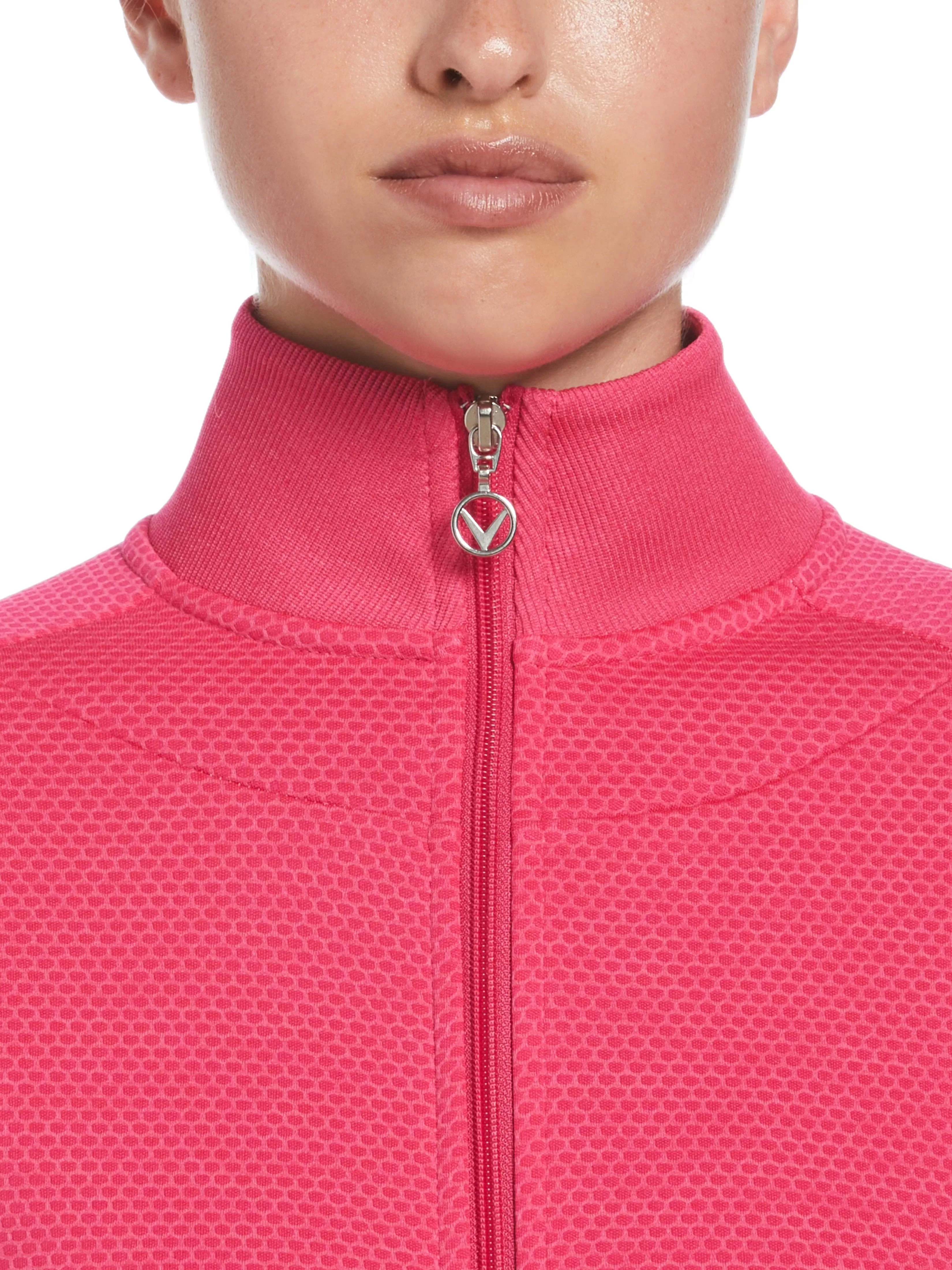 Womens Hexagon Heather Fleece Golf Jacket