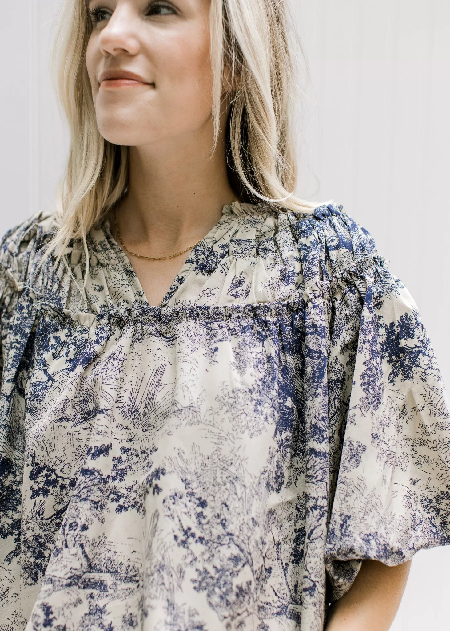 X Blue Toile Top