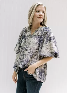 X Blue Toile Top