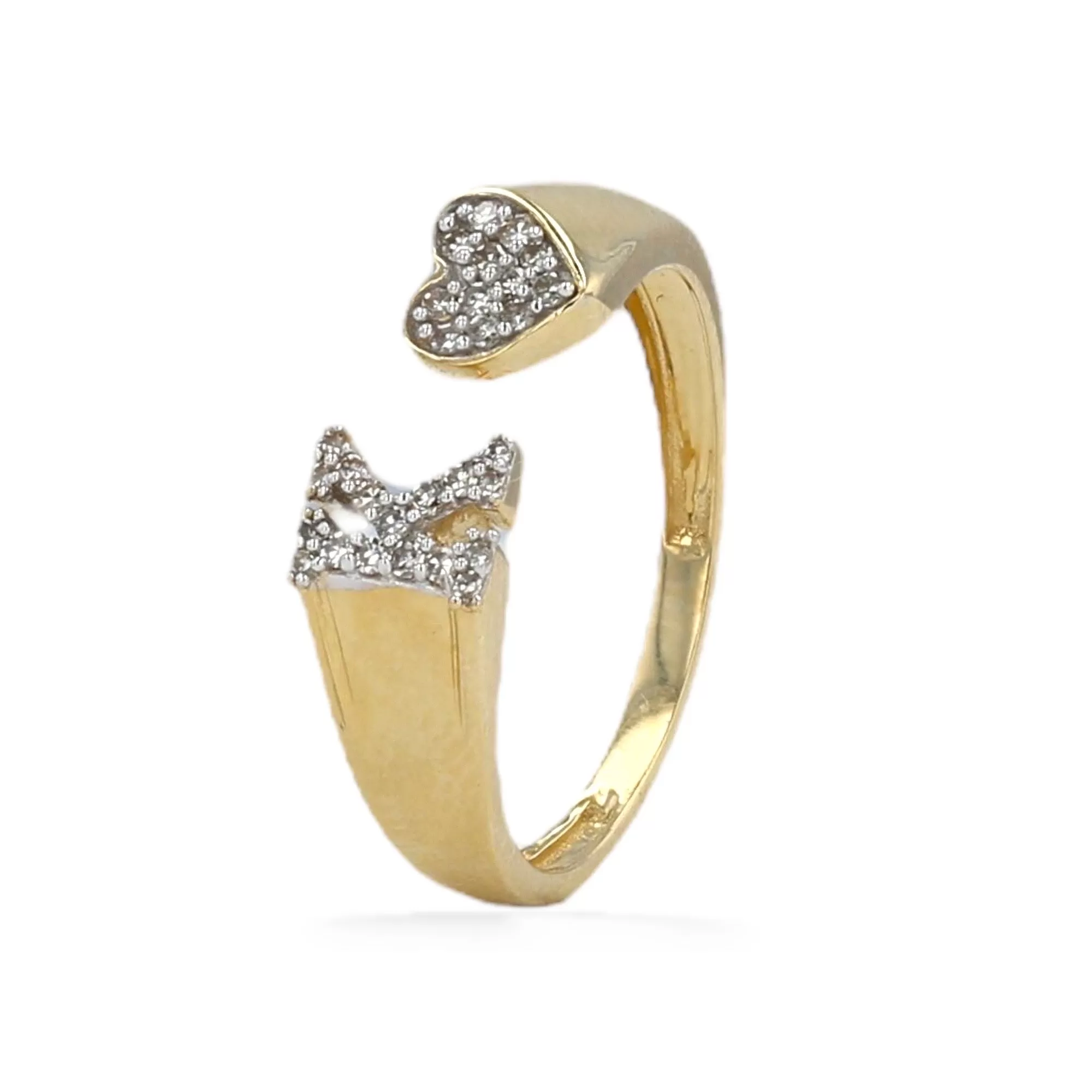 Yellow 14k k letter diamond ring